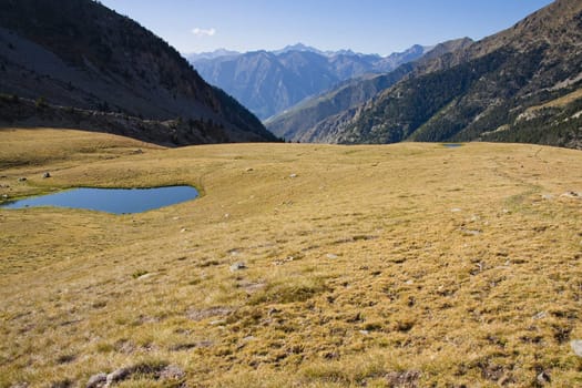 View from pass Rus in Aiguestortes and Estany de Sant Maurici National Park. Spain - Pyrenees.