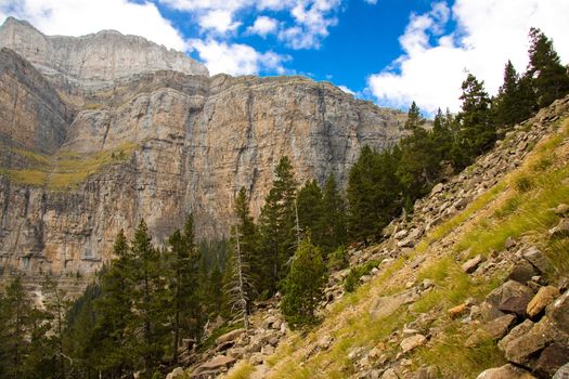 Sunny autumn day in Ordesa National Park - Pyrenees Spain.