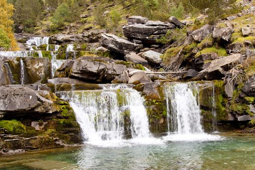 Small cascades in National Ordesa Park - Pyrenees Spain.