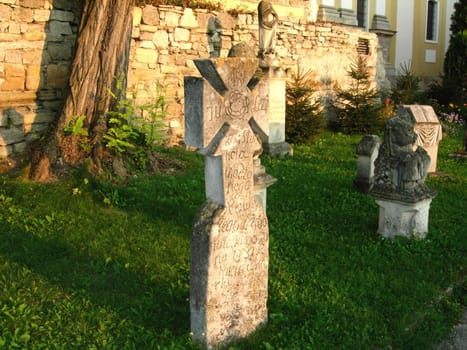 Crosses and monuments of a medieval cemetery