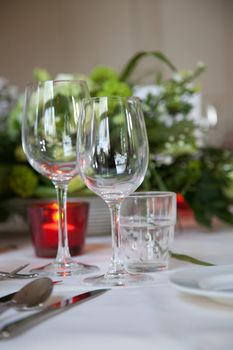 Festive table setting for a wedding