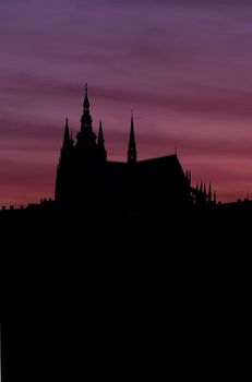 Cathedral of St Vitus in the Prague castle - the coronation cathedral of the Bohemian sovereigns, and the main of the Prague Roman - Catholic arcidiocese. The Gotic building was founded in 1344. Prague, Czech republic, Europe, EU.