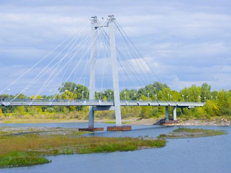 The image of the foot bridge through Yenisei