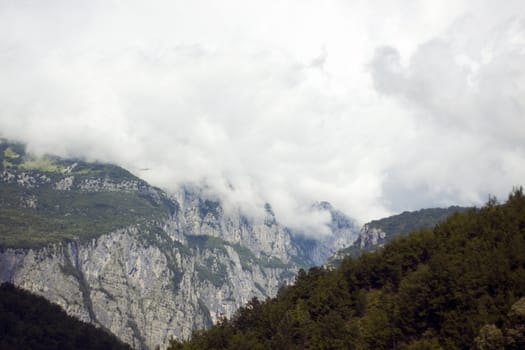 Big white cloud in the mountain of Montenegro