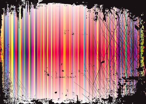 illustrated rainbow abstract background with grunge gothic border