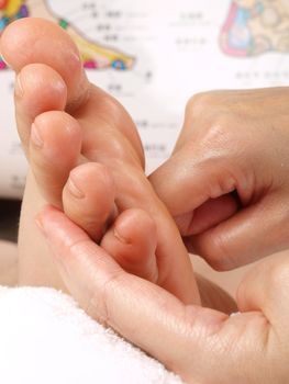 Female hands giving zone therapy