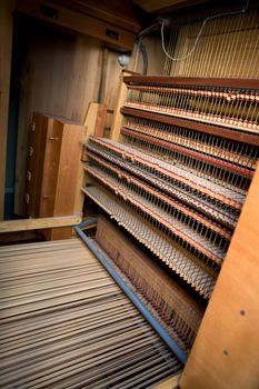 Interior of an old wooden pipe organ