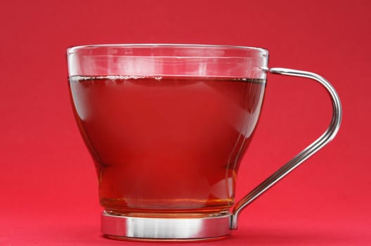 cup of tea, red background