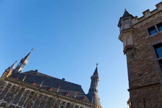 Old architecture in the German city Aachen (Aix-la-Chapelle), North Rhine-Westphalia. 