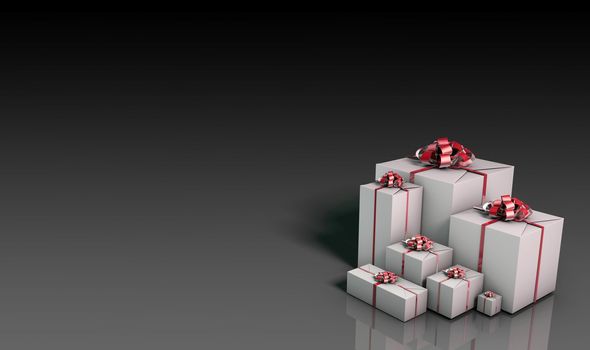 Group of Presents in Colorful Wrapping Gift Boxes