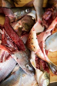 A detail image of fish freshly filleted