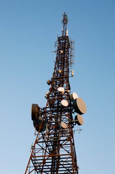 Radio Tower isolated on a blue sky