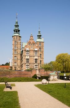 Rosenborg castle which is situated in the center of Copenhagen, Denmark