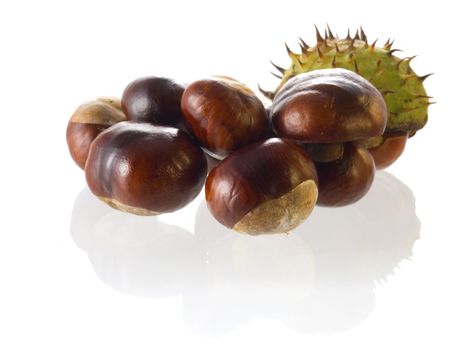 close-up of Chestnuts isolated on a white background