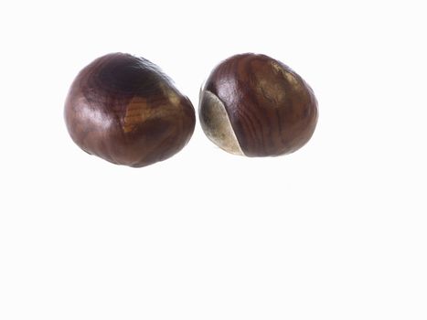 close-up of Chestnuts isolated on a white background