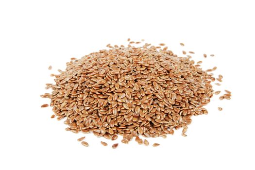 Pile of linseed on a reflective white background