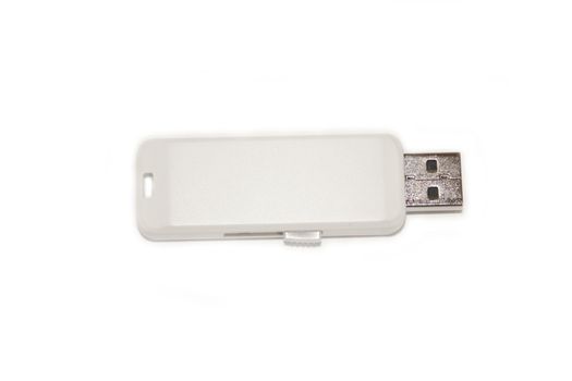 White flash drive isolate on white background 