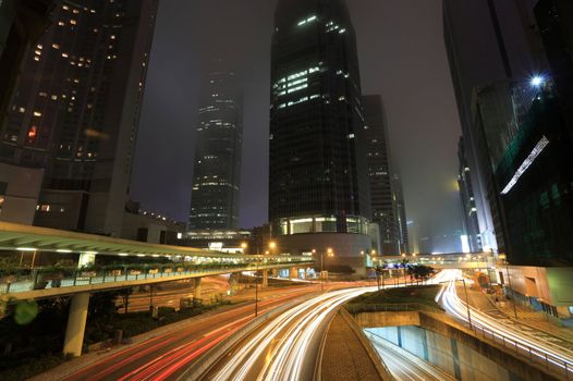 traffic in city at night