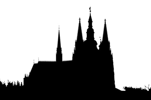 Outline of the cathedral of St Vitus on the Prague castle.