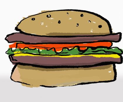 A child like drawing of a hamburger