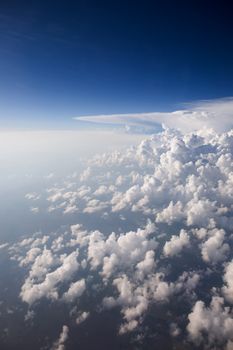 A view of cumulus clouds from above