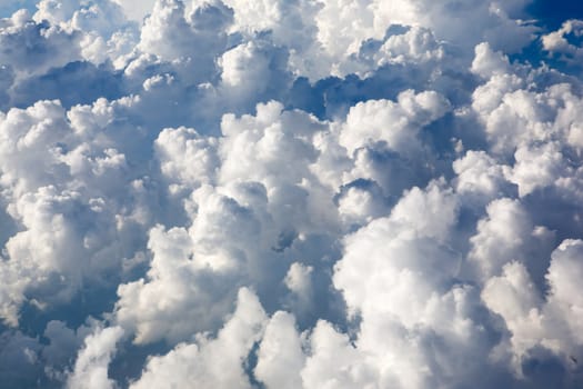 A view of cumulus clouds from above