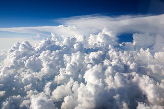 A view of cumulus clouds from above