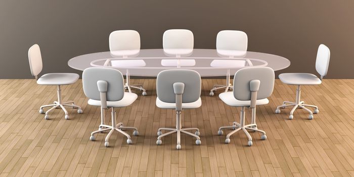 3D rendered Boardroom.