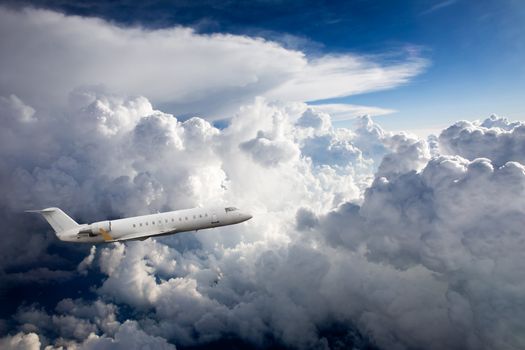 A dramatic cloudscape background with cumulus clouds