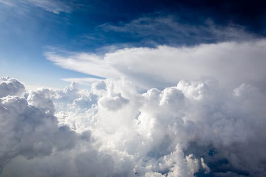 A view of cumulus clouds from above