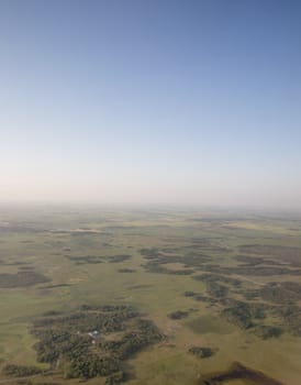 An aerial view of a prairie landscape