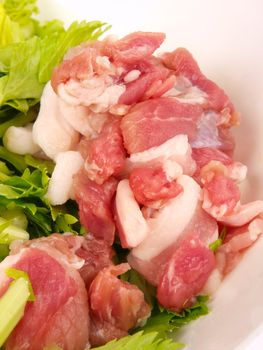 Raw lam meat with Celery