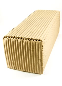 Brown crinkled cardboard box on white background