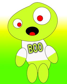 A very cute and cuddly little cartoon monster.