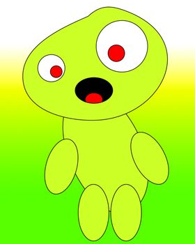 A very cute and cuddly little cartoon monster.