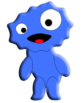 A very cute and cuddly little cartoon monster.