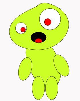 A very cute and cuddly little cartoon monster.