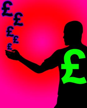 A man with the UK currency symbol.
