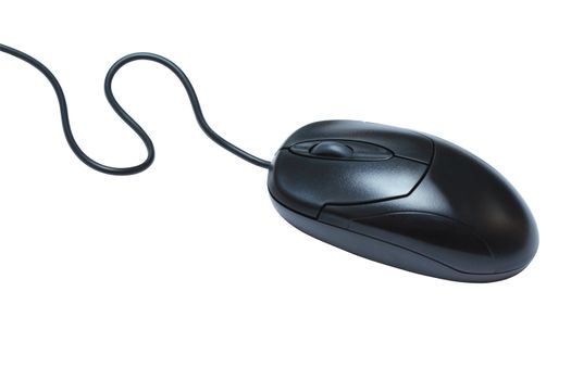 Black computer mouse isolated on white background with clipping path