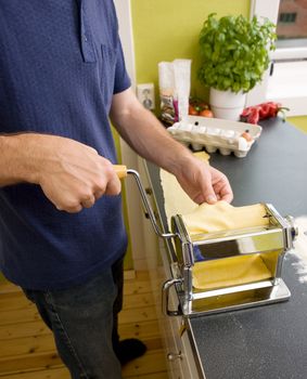 Making pasta in the kitchen