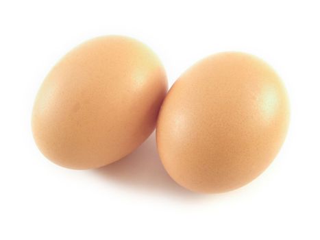 two eggs on a white background