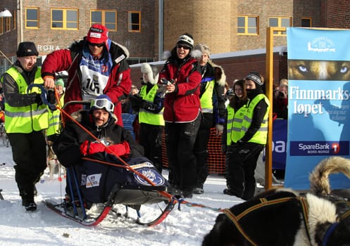 His Royal Majesty Crown Prince Haakon and explorer Lars Monsen at Finnmarksløpet 2010