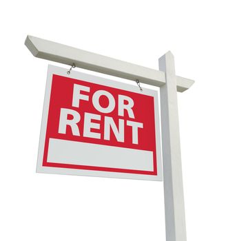 For Rent Real Estate Sign Isolated on a White Background.