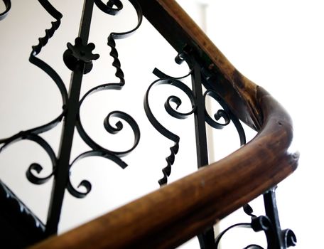 An old railing in a european apartmant building.