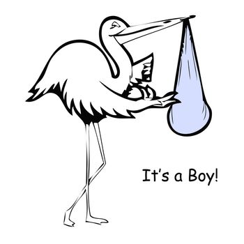 stork delivers baby boy...great for t-shirts, birth announcements etc