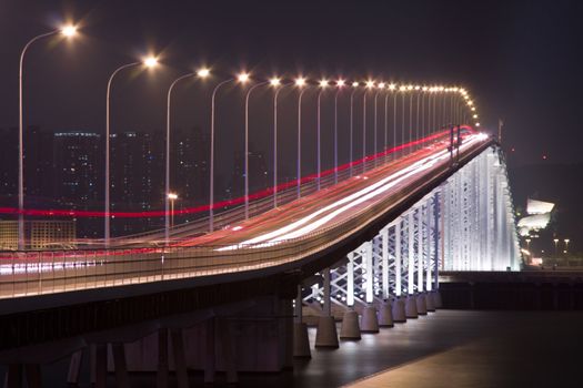 It is  a busy traffic bridge in macau

