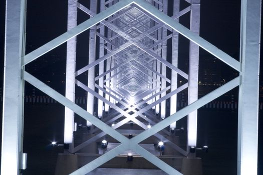 it is a metal Construction of bridge in macau
