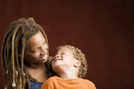 Pretty African American Woman and Her Son