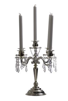 A 5 post candelabra isolated against a white background