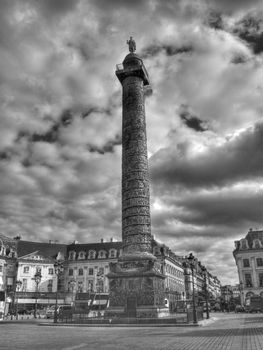 Column with Napoleon statue in the Parisian Vendome square 